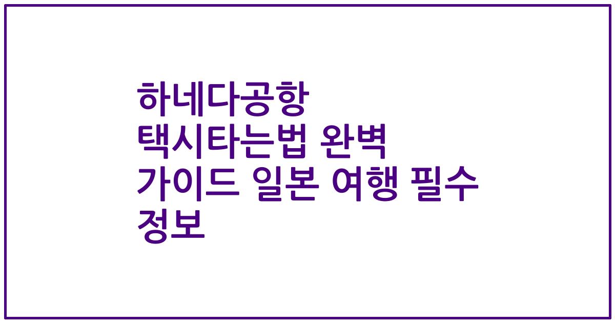 하네다공항 택시타는법 완벽 가이드 일본 여행 필수 정보