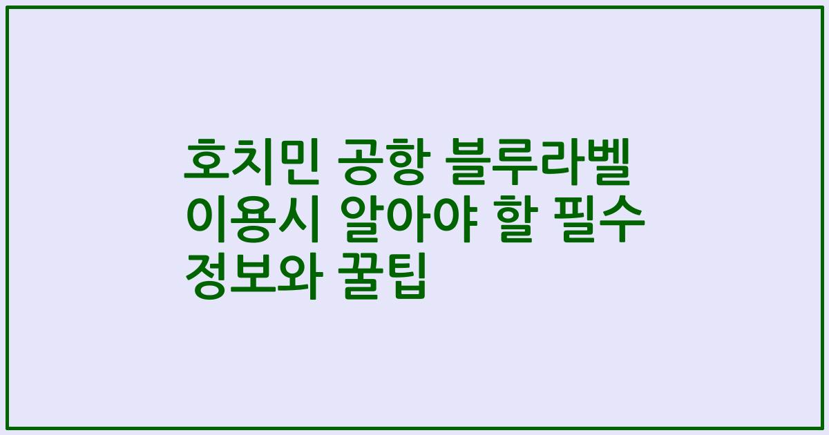 호치민 공항 블루라벨 이용시 알아야 할 필수 정보와 꿀팁