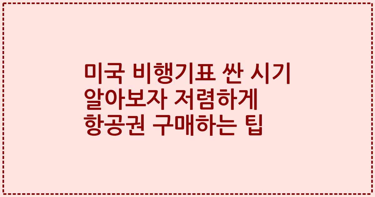 미국 비행기표 싼 시기 알아보자 저렴하게 항공권 구매하는 팁